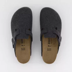 BIRKENSTOCK Boston Clogs Anthracite Wool - Flat Shoes for Women -Bikes Shop 3836825051 bv1