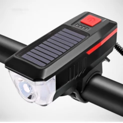 Bike Light Set And Horn Solar Powered Usb Rechargeable 4 Mode Bicycle Headlight Tail... (color: Red)