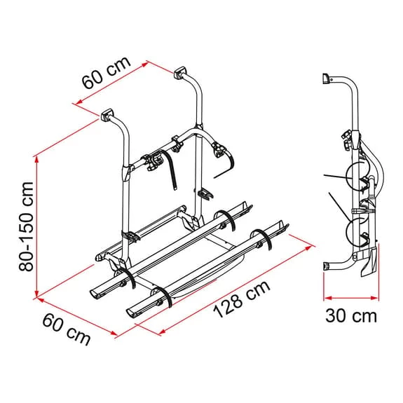 Fiamma Pro Bike Rack For 2/4 Bicycles Silver Grey Black Red 4 Fiamma Pro Bike Rack For 2/4 Bicycles Silver Grey Black Red - Image 2